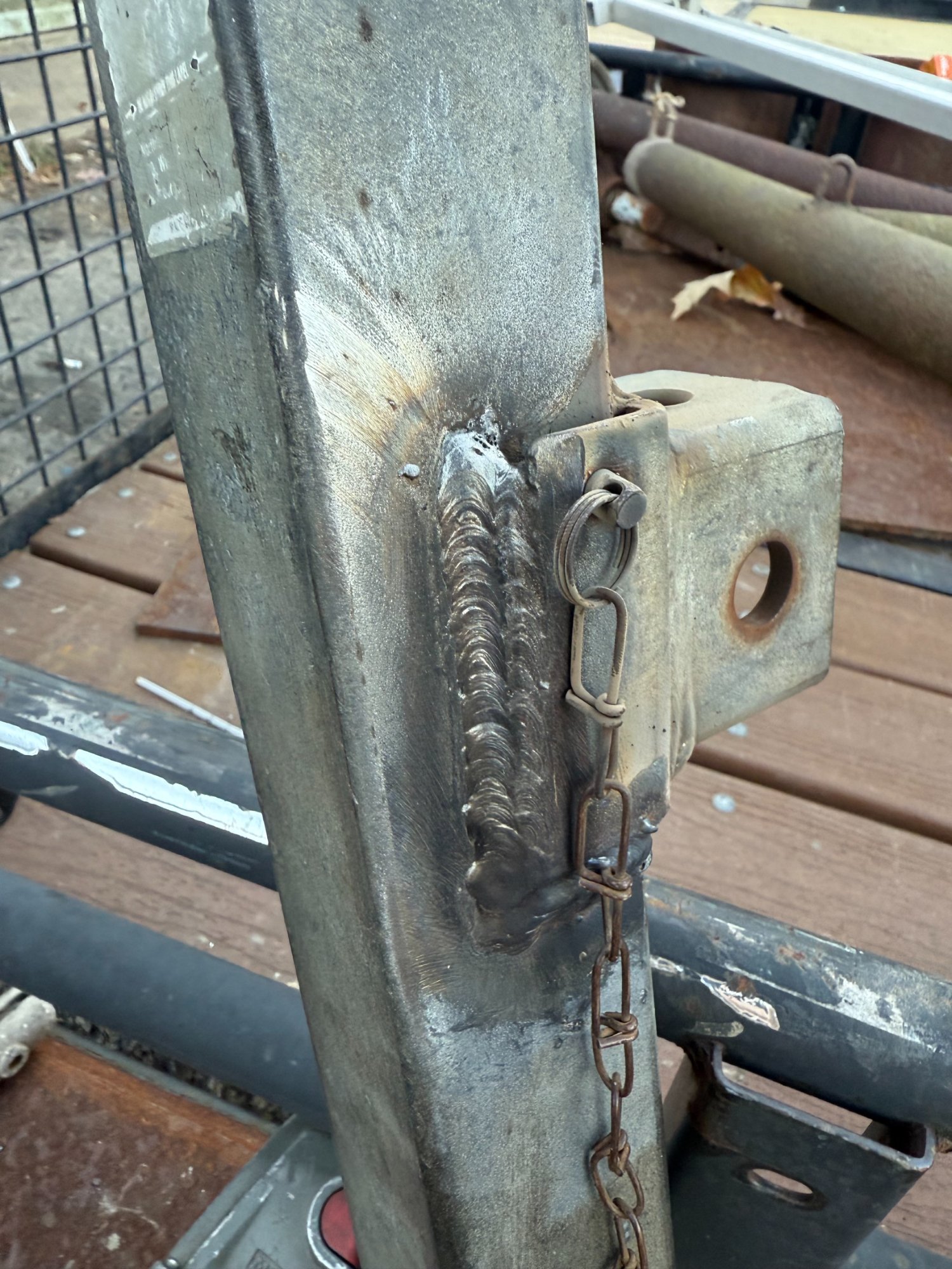 Trailer hitch weld repair — heavy equipment welding Hampton Roads